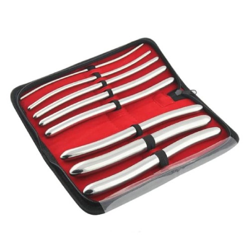 An anal dilator set with a bag
