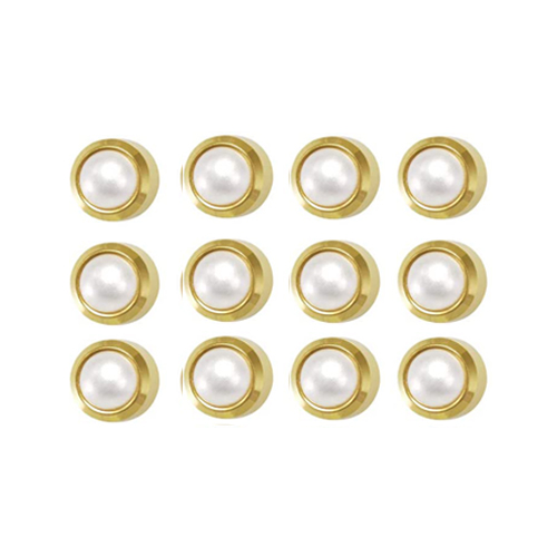 Gold medical hoop earrings, Studex, white pearl, 1...